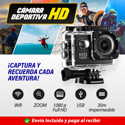 CÁMARA DEPORTIVA HD: ¡Captura y recuerda tus aventuras! KIT DE ACCESORIOS - Compra Hogar